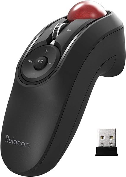 ELECOM Relacon Handheld Trackball Mouse, Thumb Control, 2.4GHz Wireless, Ergonomic Design, 10-Butto…