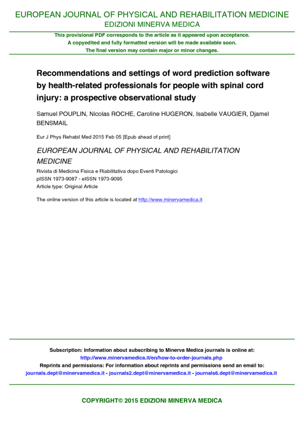 Recommendations and settings of word prediction software