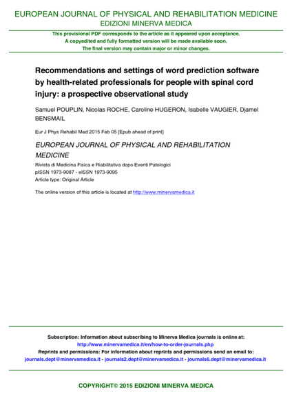 Recommendations and settings of word prediction software