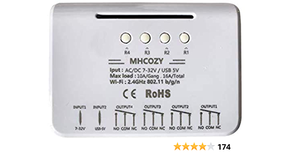 MHCOZY Relais de commutation sans fil 2 canaux WiFi RF, mode interverrouillage automatique, applica…