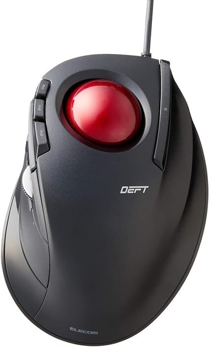 ELECOM DEFT Trackball Mouse, Wired, Finger Control, 8-Button Function with Smooth Tracking, Ergonom…