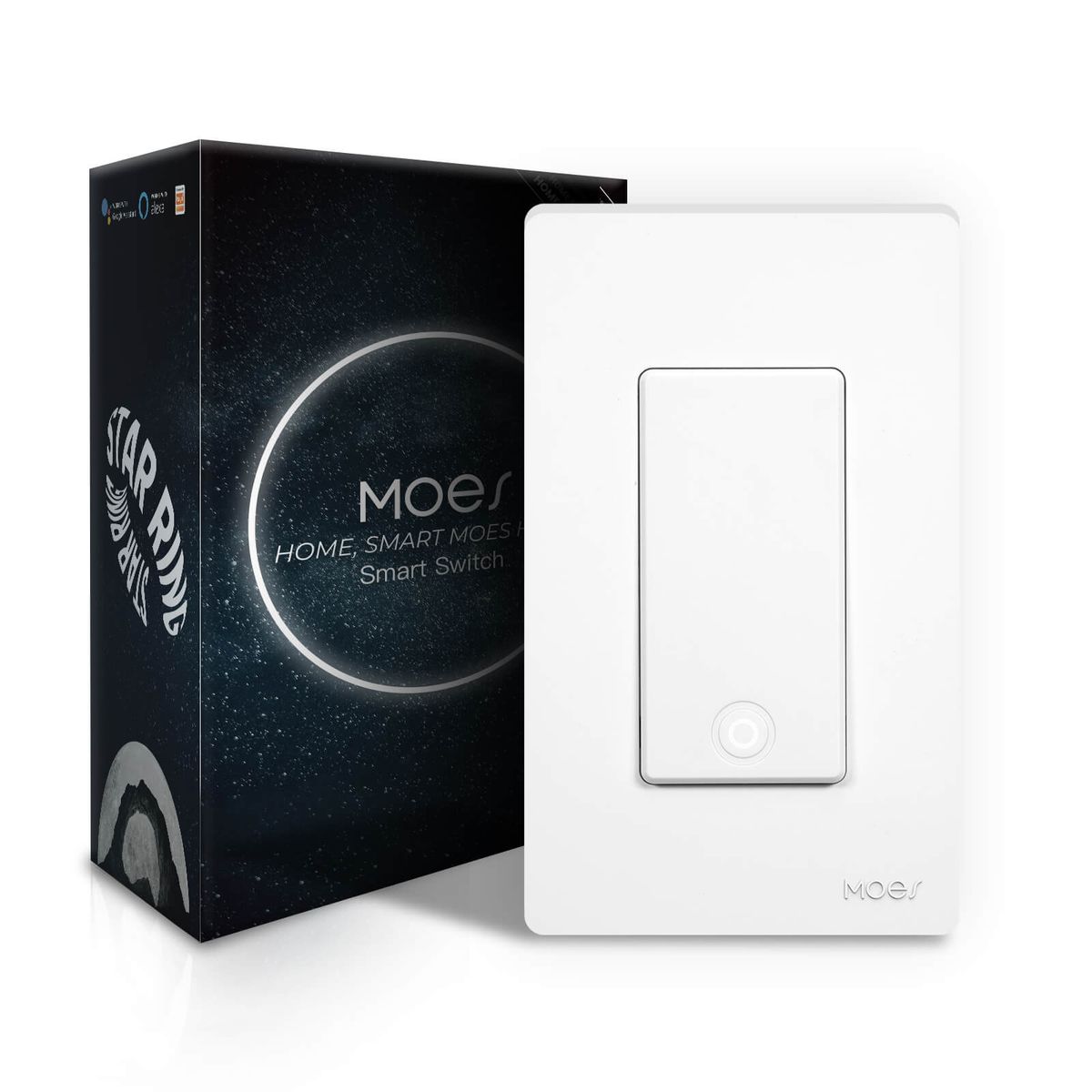 MOES Star Ring Switch No Capacitor|WiFi Smart Light Switch No Neutral