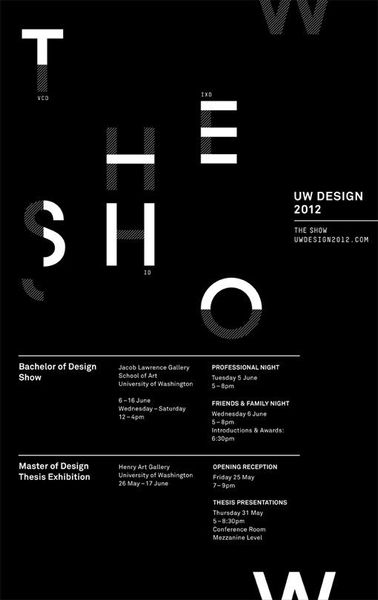 Show Poster for and by UW's 2012 graduating class of design students.