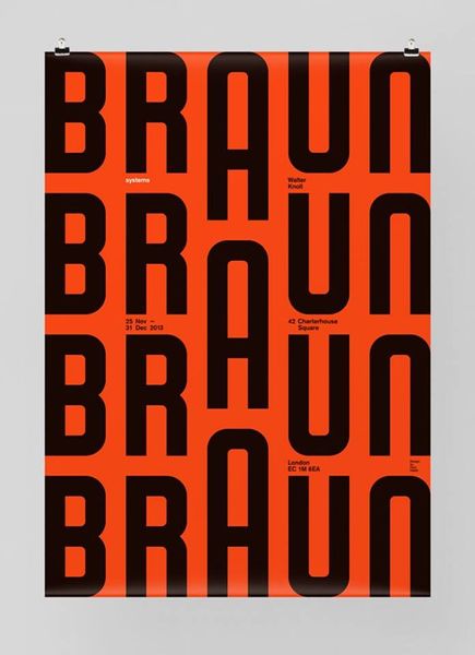 Poster design by Felix Pfäffli for London exhibition of commissioned poster designs and ‘60s Bra…