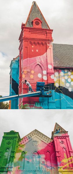 Painted historic church in Washington DC / by Hense #streetart #mural #publicart