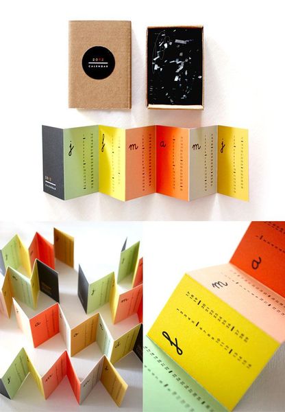 love the colors here, as well as the portable simplicity of the calendar and its booklet design.
ca…