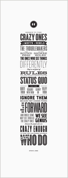 Here's to the Crazy Ones typographic poster // 100% of the profits made from the sale of this poste…