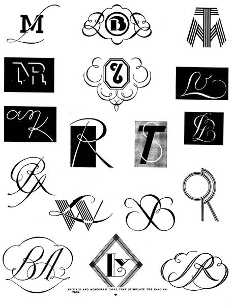 Monograms set 3. From Cartooning & Commercial Art, EC Matthews & Phillip Albaum, 1941 @Michael Newh…