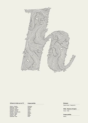 awesome illustrative patterned letter 'h' // Roberto Solieri, happycentro