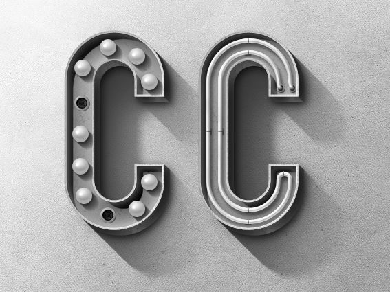 Signage, Letter C w/ bulbs