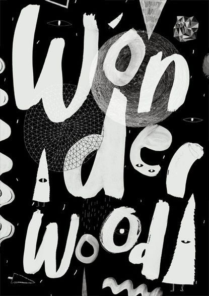 "Wonder wood" - Distillery Leipzig monthly poster by Susann Stefanizen// wonderful painted letters.