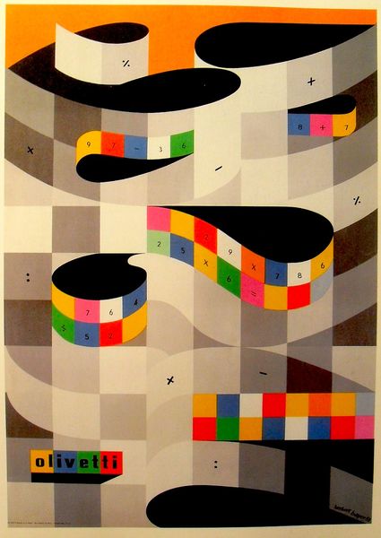 • 1953 Illustration Poster HERBERT BAYER Olivetti Typewriter