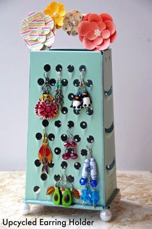 Easy Homemade Earring Holder from an Old Cheese Grater!