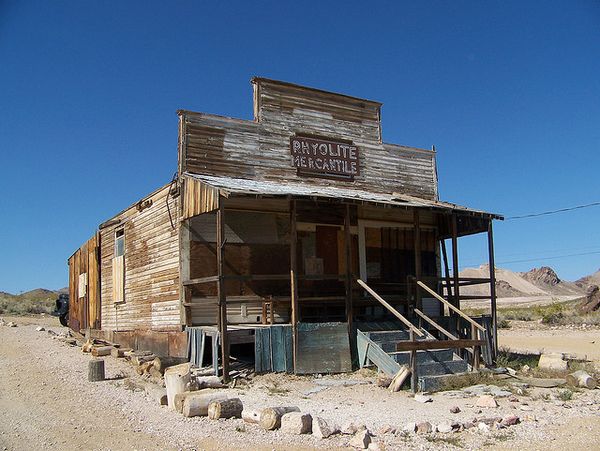 deserted buildings in nevada | picture of abandoned building in Rhyolite, Nevada