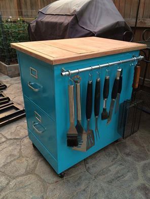 Make a Rolling Kitchen Cart From an Old Filing Cabinet