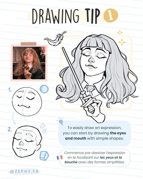 Learn to draw expressions on Instagram with @zephy.fr Tips about expressions : start by drawing the…