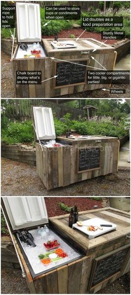 Rustic Cooler From Broken Refrigerator & Pallets