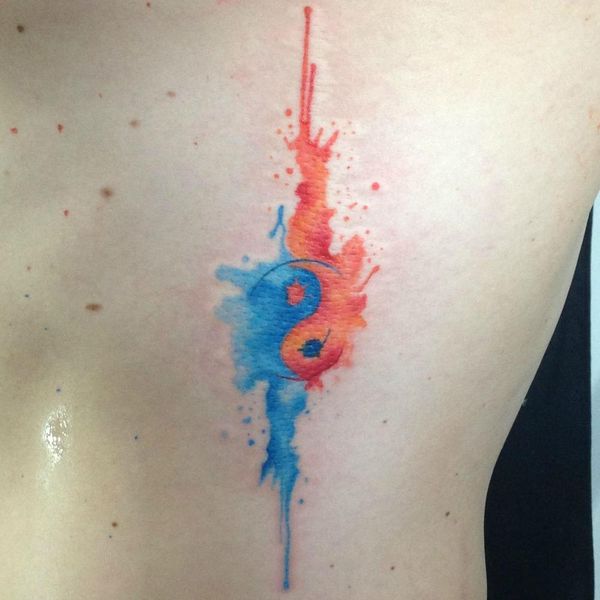watercolor ying yang by koray karagozler, galata tattoo, istanbul - Imgur