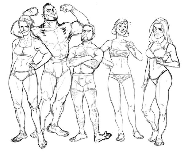 trying to draw some figure stuff ended with some mass effect humans in their undies that i didn’t…
