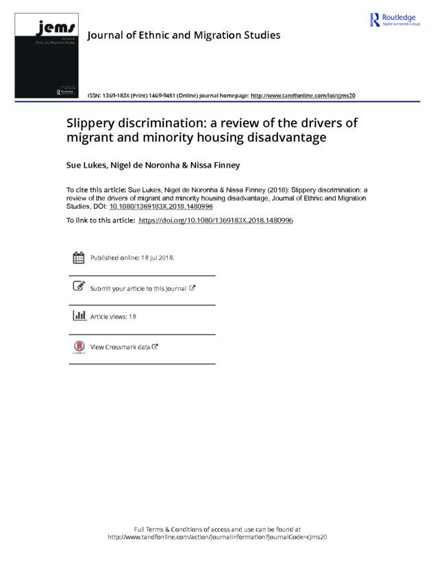 Slippery discrimination a review of the drivers of migrant and minority housing