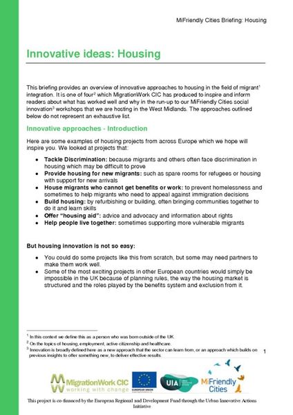 Housing- MiFriendly Cities briefing