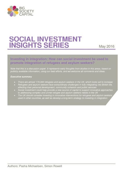 cover: Investing in Integration: How can social investment be used to promote integration of refugees and …