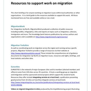cover: Briefing 4 - Resources to support work on migration