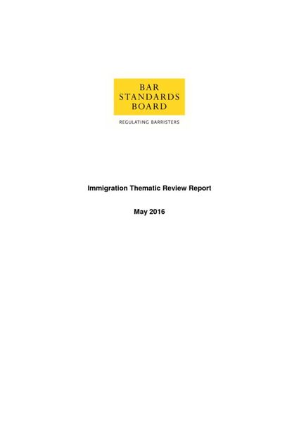 Immigration Thematic Review Report (Bar Standards Board)