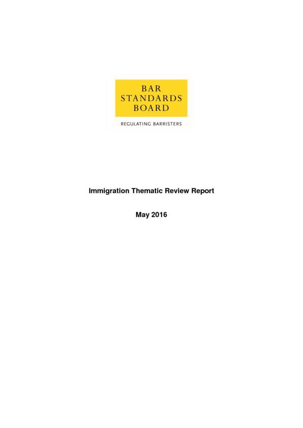 Immigration Thematic Review Report (Bar Standards Board)