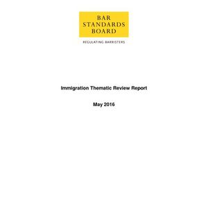 cover: Immigration Thematic Review Report (Bar Standards Board)