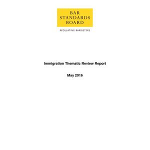 cover: Immigration Thematic Review Report (Bar Standards Board)
