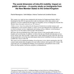cover: The social dimension of intra-EU mobility: Impact on public services – A country study on immigra…