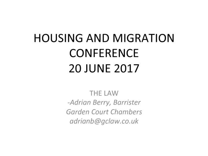 Housing and Migration: The Law – Adrian Berry