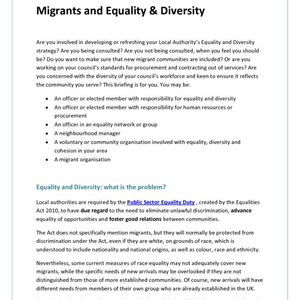 cover: Briefing 2 - Migrants and Equality & Diversity