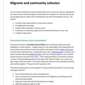 cover: Briefing 1 - Migrants and Community Cohesion