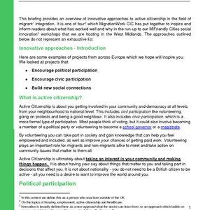 cover: Active Citizenship - MiFriendly Cities briefing