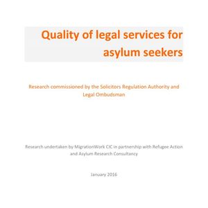 cover: Quality of legal services for asylum seekers