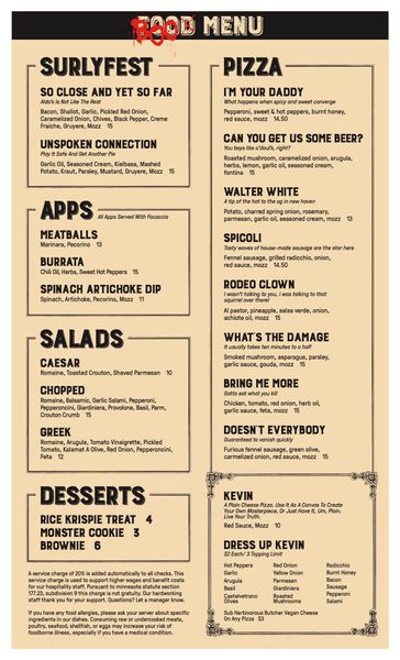 Circus FOOD Menu