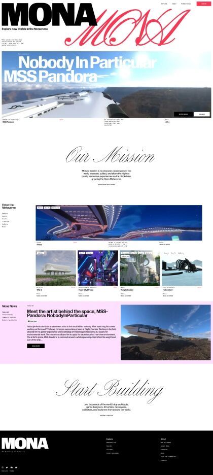 Ruslan - Mona Landing Page Example: Mona is the medium of the metaverse. Create, collect, and explo…