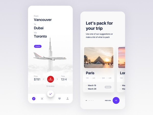 Travel app home screen UI design by Gleb Kuznetsov✈ on Dribbble