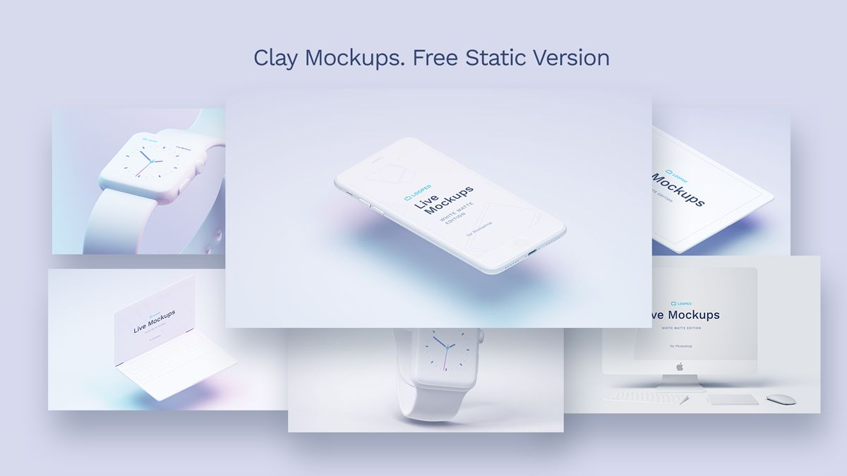 Free White Clay Apple Devices Mockups for Personal and Commercial projects