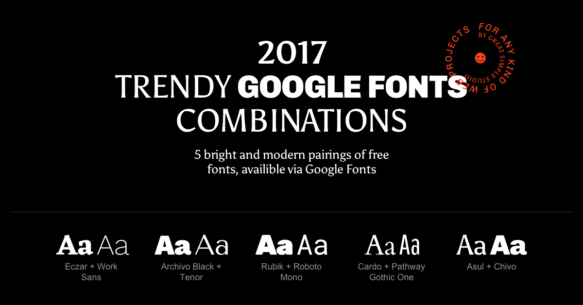 2017 Trendy Google Fonts Combinations