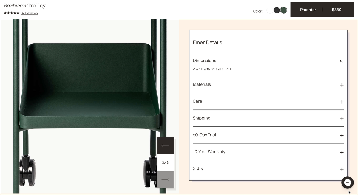 Barbican Trolley – Dims.