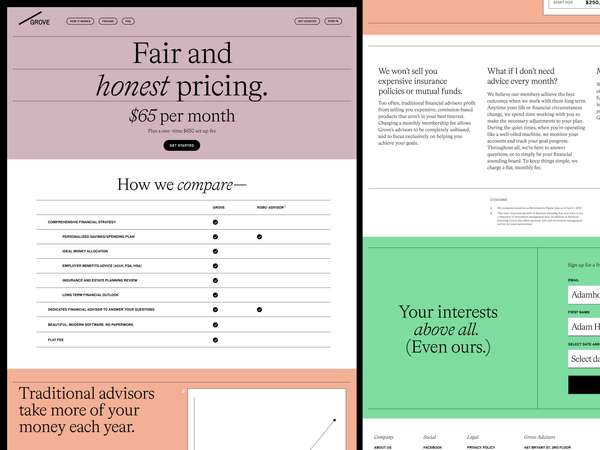 Grove Financial — Pricing by Adam Ho on Dribbble