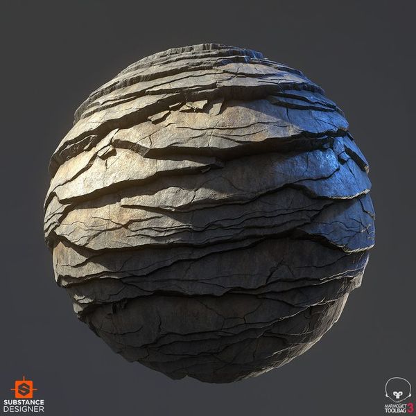 Personal project, material study of Granite Exfoliation Sheets. 100% Substance Designer, rendered i…