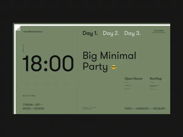 One Minimal Festival Schedule Day 1 Animation by Zhenya Rynzhuk