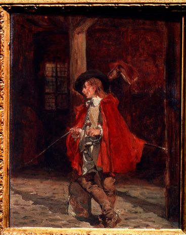 musketeer-by-ernest-jean-louis-meissonier-oil-on-canvas-illustration-id147862602