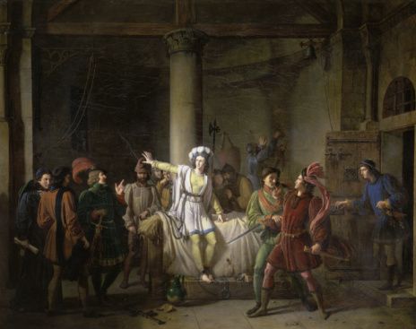 Fine art : Joan of Arc in the Prison of Rouen by Pierre Henri Revoil, oil on canvas