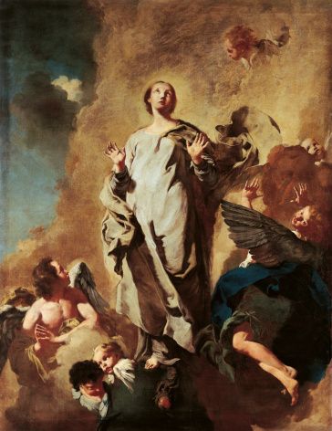 the-immaculate-conception-and-angels-by-giovan-battista-piazzetta-illustration-id132701884