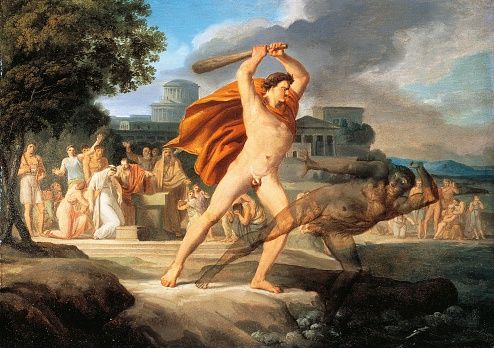 Fine art : Hercules defeats Thanatos, painting by Pelagio Palagi (1775-1860), canvas, 34x474 cm, It…